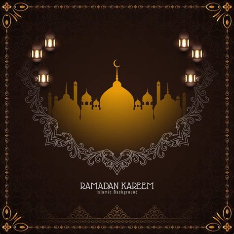 Cartão Decorativo Elegante Do Festival Ramadan Kareem Com Mesquita