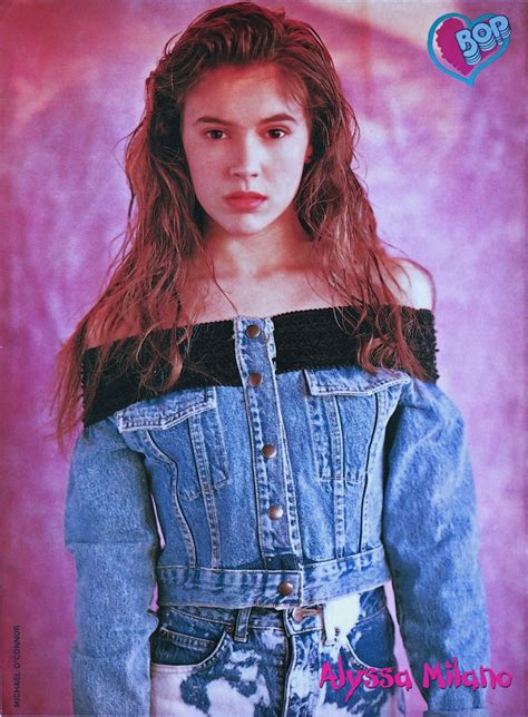 Pinup Of Alyssa Milano Wearing A Blue Denim Jacket And Denim Jeans From The August 1989 Issue Of