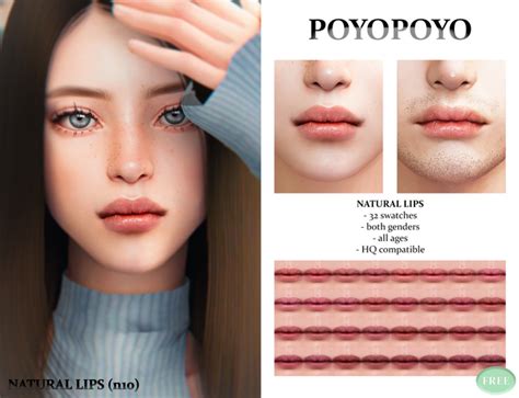Poyopoyo Natural Lips Lips N10 PoyoPoyo The Sims 4 Skin Sims 4