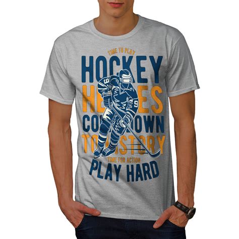 Wellcoda Hockey Heroes Play Sport Mens T Shirt Graphic Design Printed