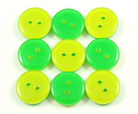 Fresh Plastic Buttons Lime Yellow And Verdant Color Double Etsy