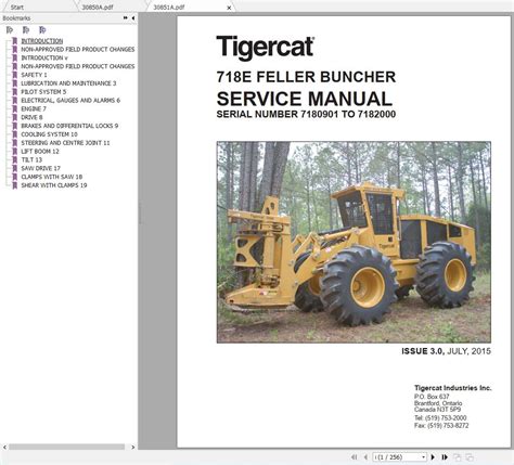 Tigercat 718E Feller Buncher 7180901 7182000 Operator Service Manual
