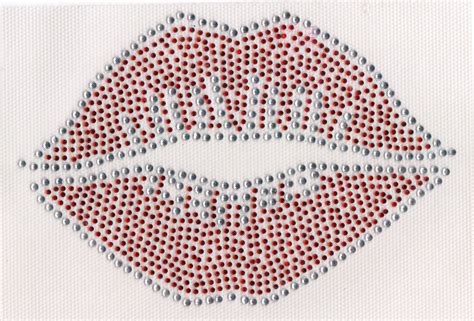 Lips Iron On Hot Fix Rhinestone Transfer Red And Clear