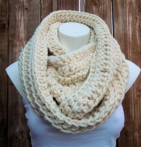 Items Similar To Infinity Scarf Chunky Creme Infinity Scarf Oversized
