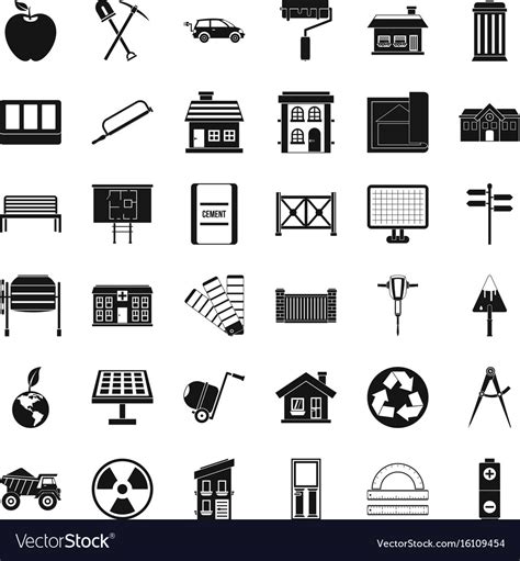 Architecture Icons Set Simple Style Royalty Free Vector