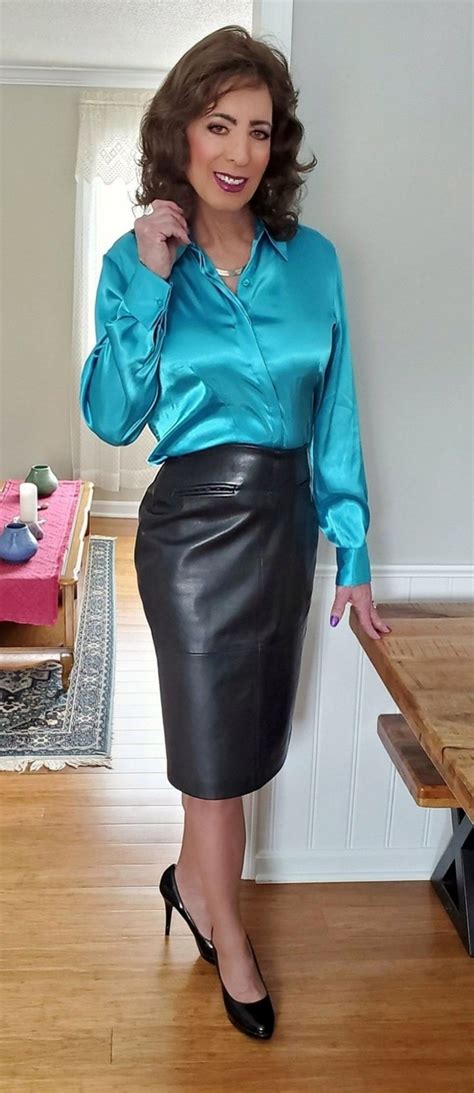 satin skirt outfit blouse and skirt skirt outfits denim outfits crossdresser makeover look