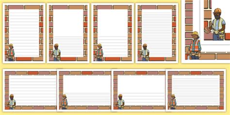 Free Builder Brick Wall Page Borders Teacher Made