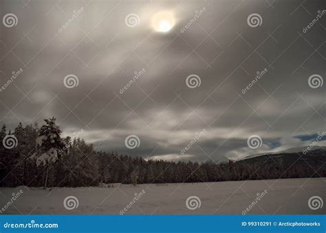 Full Moon Over Snowy Winter Field Stock Image Image Of Landscape