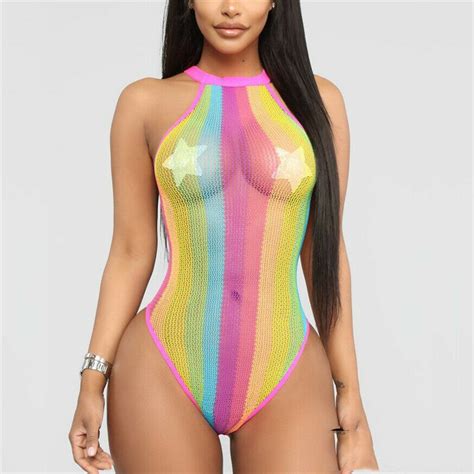 Traje de baño de una pieza Sexy a rayas arcoíris para mujer traje de baño Monokini Bikini Halter