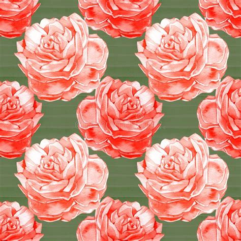 Seamless Roses Background Watercolor Vintage Seamless Pattern Stock