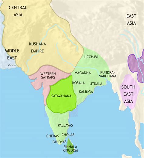 Map Of India And South Asia In 30 Bce Powerful Regional Kingdoms