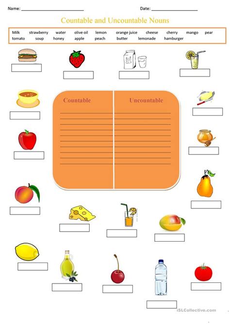 Countable And Uncountable Nouns Worksheet Free Esl Printable