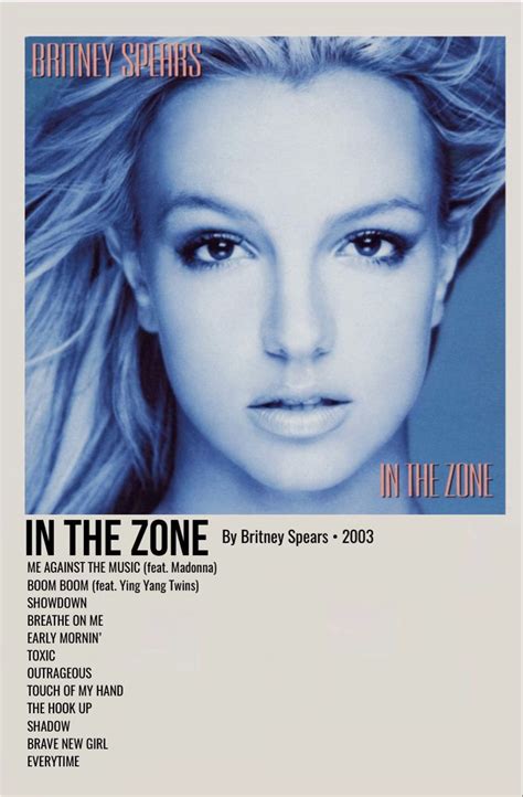 Minimal Polaroid Album Cover Poster For In The Zone By Britney Spears Cool Album Covers Music
