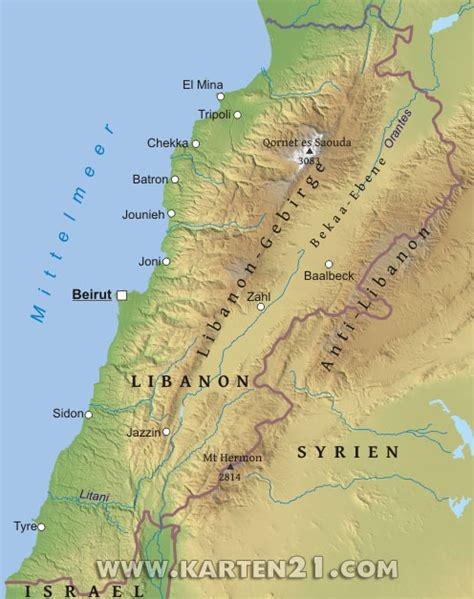 Karte Von Libanon Karten21 Com
