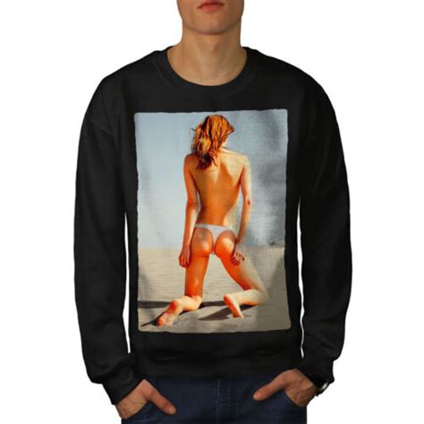 Wellcoda Sexy Hot Beach Lady Mens Sweatshirt Naked Casual Pullover Jumper Ebay