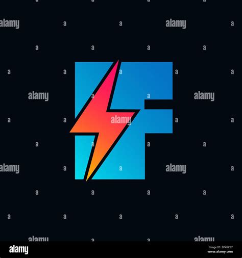 F Letter Logo With Lightning Thunder Bolt Vector Design Electric Bolt