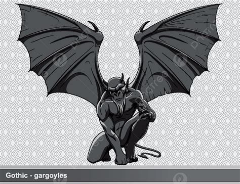 Gothic Gargoyle Vector Illustration Background Silhouette Abstract