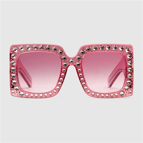 gucci hollywood forever crystal embellished oversized sunglasses in pink modesens gucci