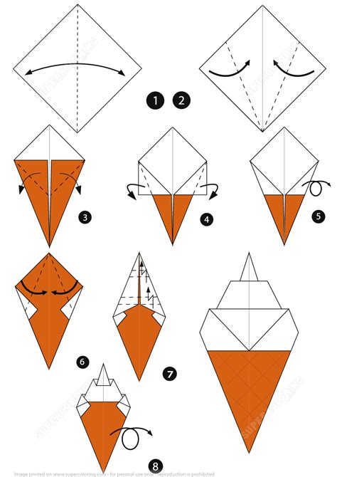 How To Make An Origami Ice Cream Instructions Free Printable