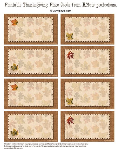 ✓ free for commercial use ✓ high quality images. bnute productions: Free Printable Autumn Place Cards Perfect for Thanksgiving