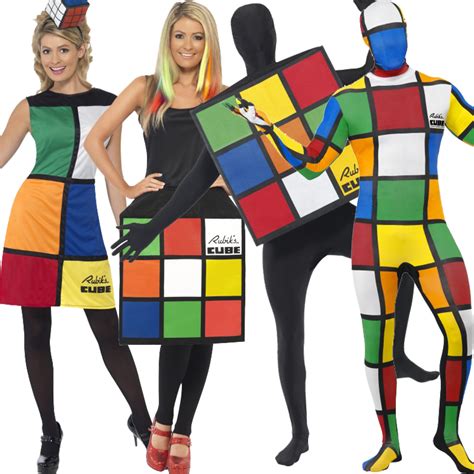 Ladies Mens Licensed Rubiks Cube Puzzle 80s Fancy Dress Costume Party Outfit 3d Ebay