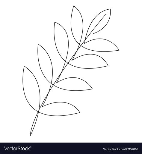 Leaf One Line Drawing Royalty Free Vector Image