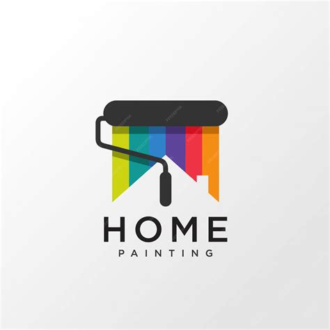 Premium Vector Painting Logo Design With Home Concept Rainbow Color
