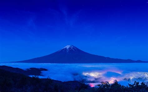 Download Wallpapers Fujiyama Nightscape Mount Fuji Asia
