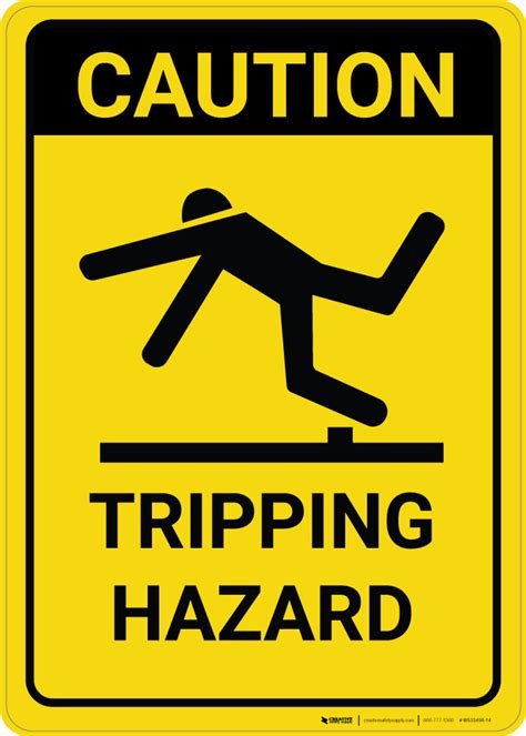 Caution Tripping Hazard With Graphic Vertical Wall Sign Creative