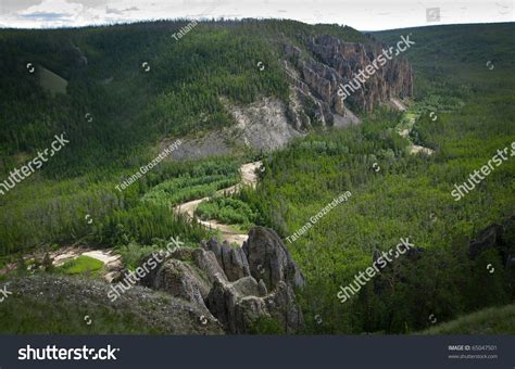 Lenskie Stolby National Nature Park In Lena River Wild Mountain