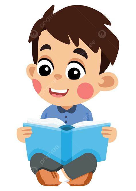 Children Read Book Clipart Gambar Kartun Anak Sedang