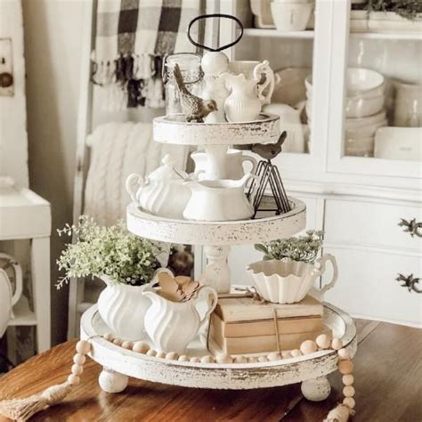 Preorder White Three Tiered Stand Round Wooden Tray Tiered Tray