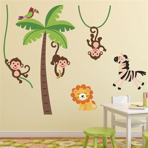Stickers Muraux Animaux Sticker Jungle Heureux Ambiance