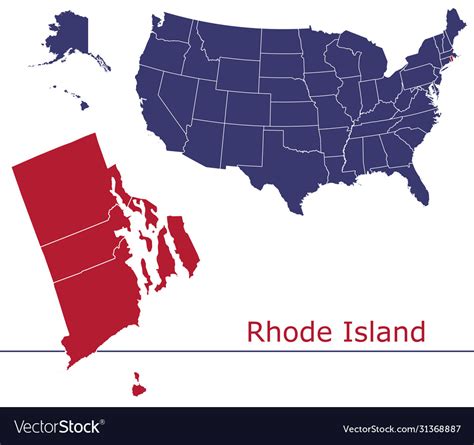 Rhode Island Map Counties With Usa Map Royalty Free Vector