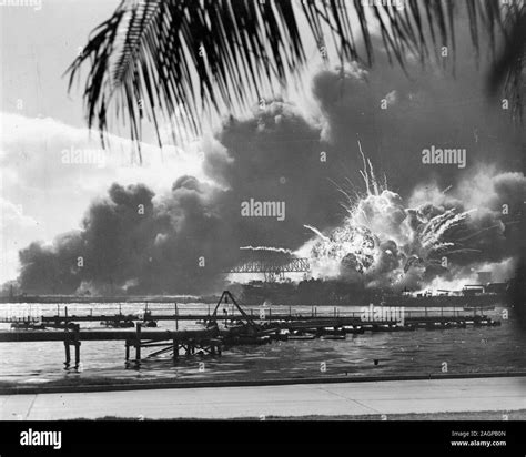 The Uss Shaw Explodes During The Japanese Attack On Pearl Harbor On