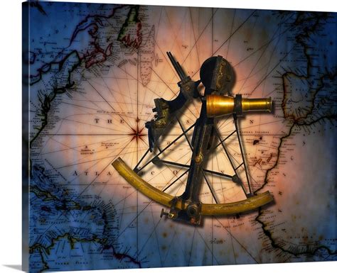 historic sextant with old world map in background wall art canvas prints framed prints wall
