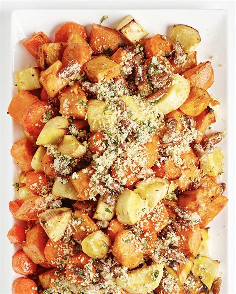 Roasted Vegetables With Pecans And Parmesan Recipe — Bite Me More