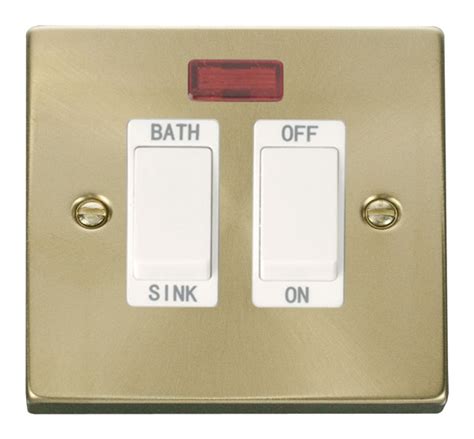 Click Deco 20a Dp Sinkbath Switch White Victorian Sat Brass Fastlec