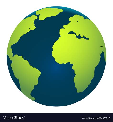 Map Of The Earth Globe On White Background Vector Image