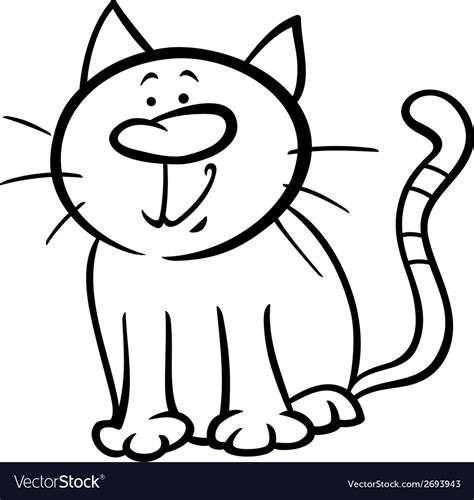 Funny Cat Cartoon Coloring Page Royalty Free Vector Image