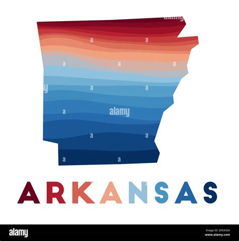 Arkansas Map Map Of The Us State With Beautiful Geometric Waves In Red