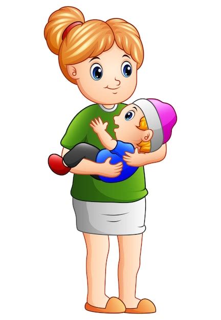 Premium Vector Cartoon Mother Holding Her Son