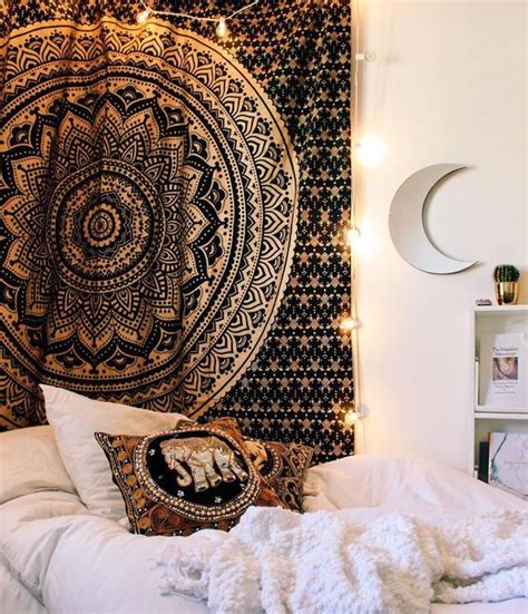 Imperial Large Mandala Tapestry Bedroom Decor Cozy Gold Tapestry