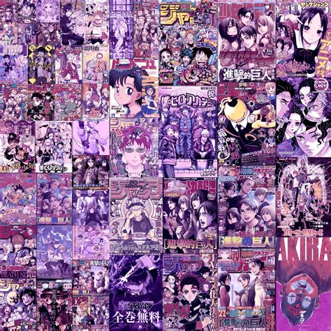 Anime Manga Wall Collage Kit Purple Collage Kit Manga Etsy Uk