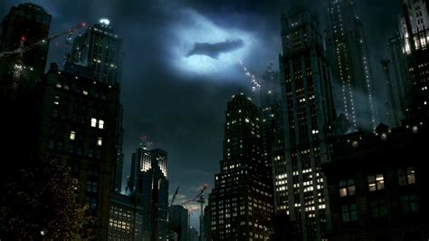 bat signal gotham city skyline