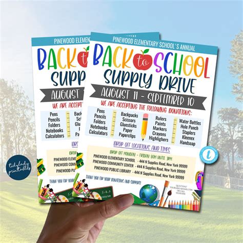 Back To School School Supply Drive Flyer — Tidylady Printables