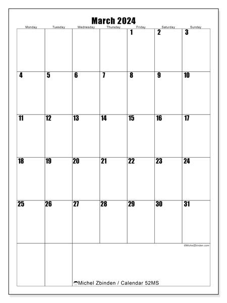 March 2024 Printable Calendar “52ms” Michel Zbinden Nz