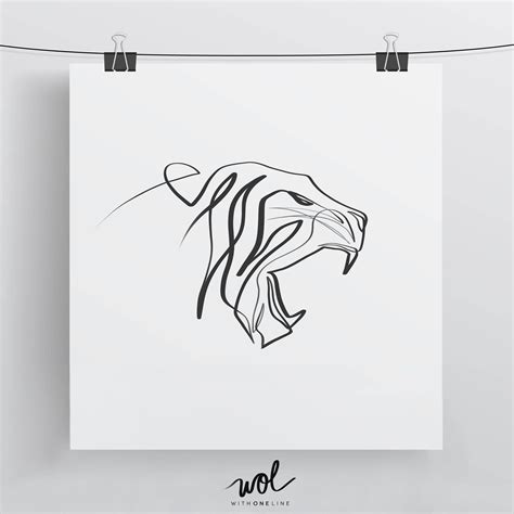 Tiger Art Print Wild Animal Minimal Art Print Single Line Etsy