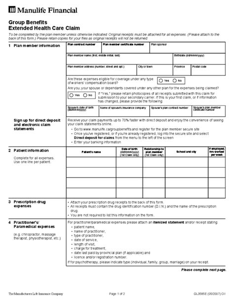 Extended Health Care Claim Form Free Download Claimforms Net