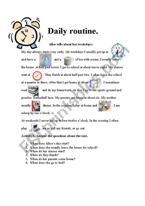 Daily Routines Esl Worksheet By Alenka Daily Routine Vrogue Co